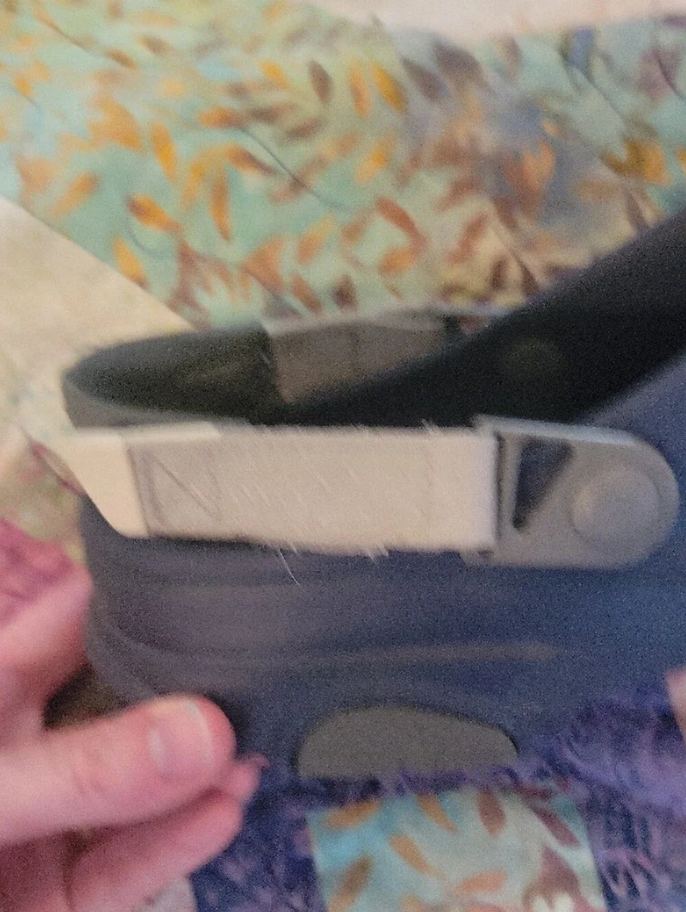 CROCS Mens Navy Blue Clog with Gray Strap